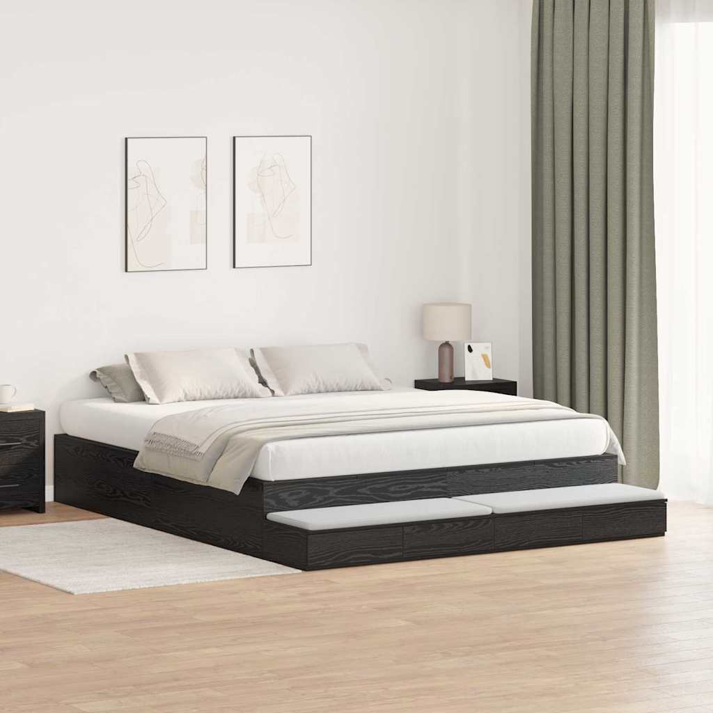 Storage Bed Frame Black Oak 200x200 cm - Bargainia.com - 8721158898029 - 3335622