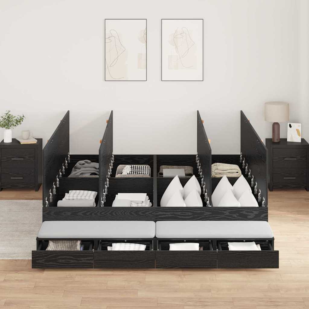Storage Bed Frame Black Oak 200x200 cm - Bargainia.com - 8721158898029 - 3335622