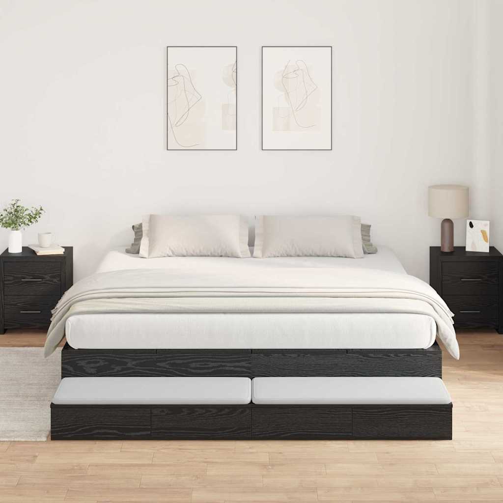 Storage Bed Frame Black Oak 200x200 cm - Bargainia.com - 8721158898029 - 3335622
