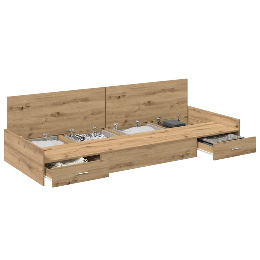 Storage Bed Frame with Drawer Artisan Oak 80 x 200 cm Engineered wood - Bargainia.com - 8721158894243 - 3335244