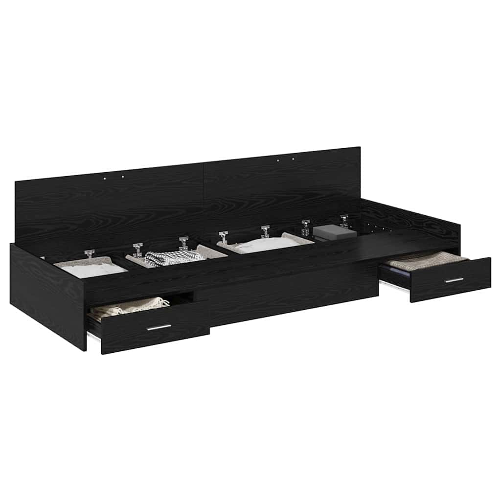 Storage Bed Frame with Drawer Black Oak 100 x 200 cm Engineered wood - Bargainia.com - 8721158894021 - 3335222