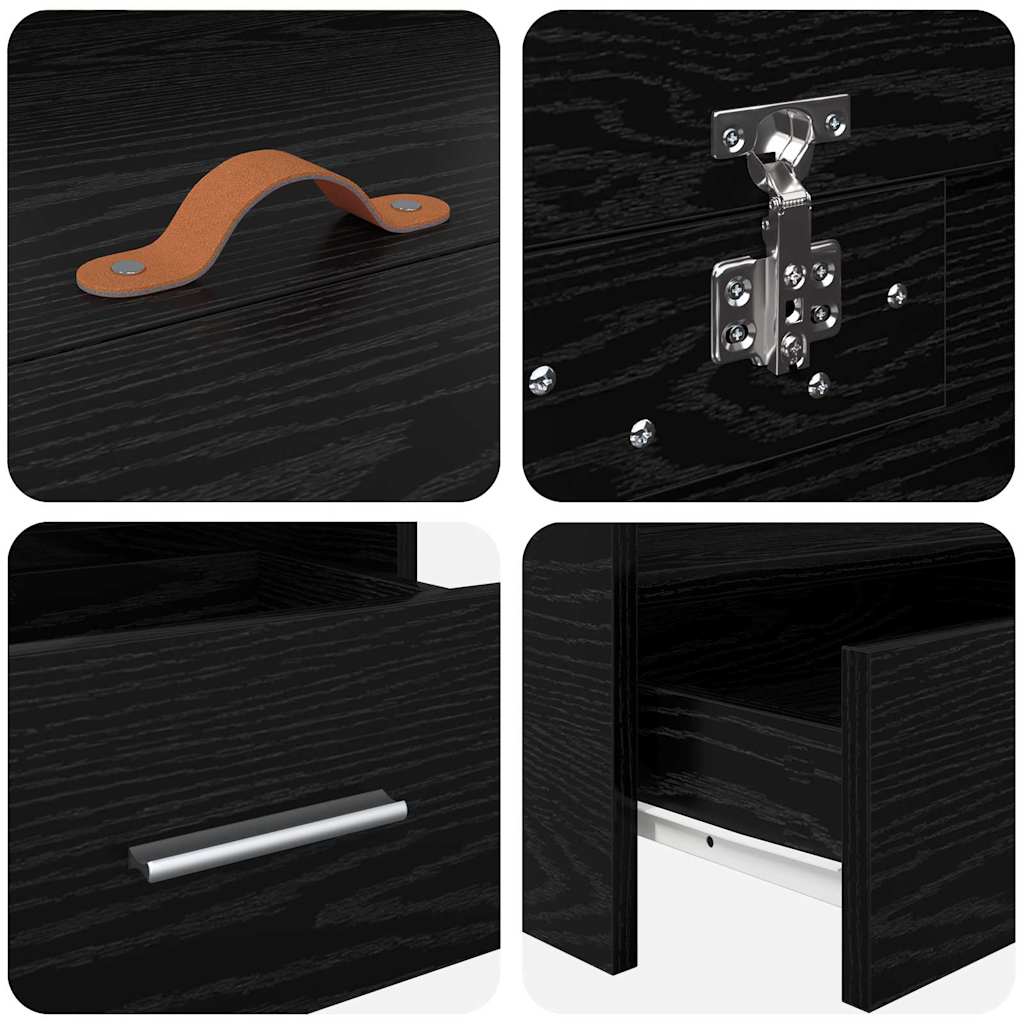 Storage Bed Frame with Drawer Black Oak 75 x 190 cm Engineered wood - Bargainia.com - 8721158894342 - 3335254