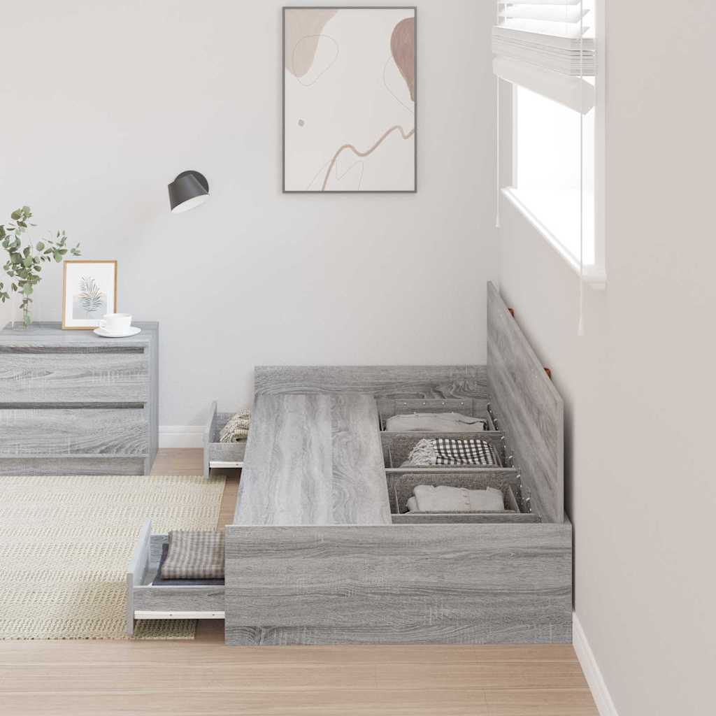 Storage Bed Frame with Drawer Grey Sonoma 80 x 200 cm Engineered wood - Bargainia.com - 8721158894229 - 3335242