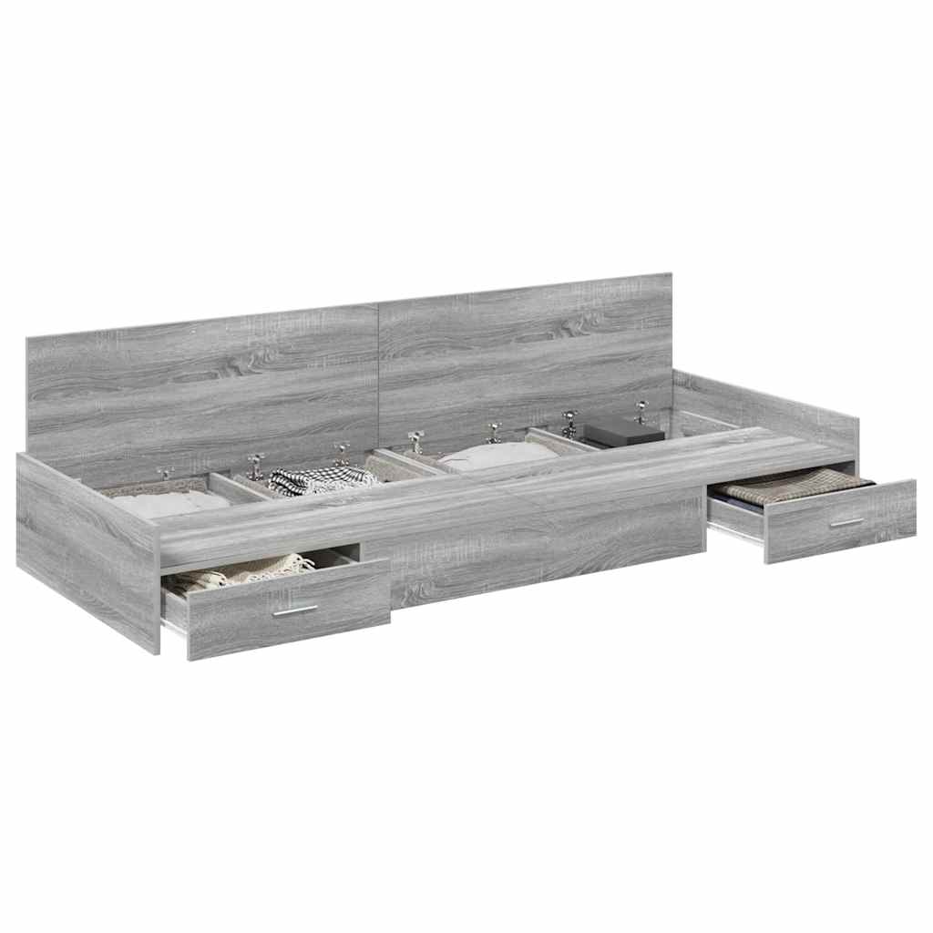 Storage Bed Frame with Drawer Grey Sonoma 80 x 200 cm Engineered wood - Bargainia.com - 8721158894229 - 3335242