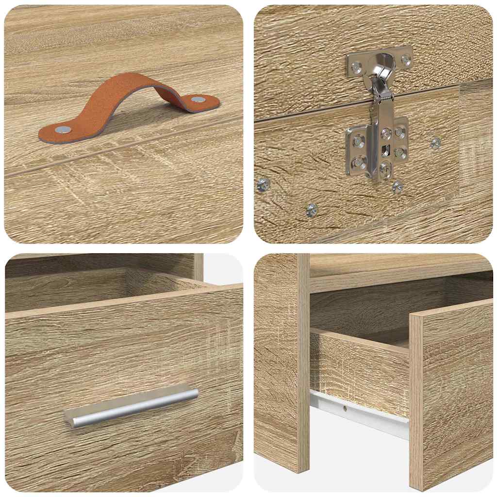 Storage Bed Frame with Drawer Sonoma Oak 100 x 200 cm Engineered wood - Bargainia.com - 8721158894038 - 3335223