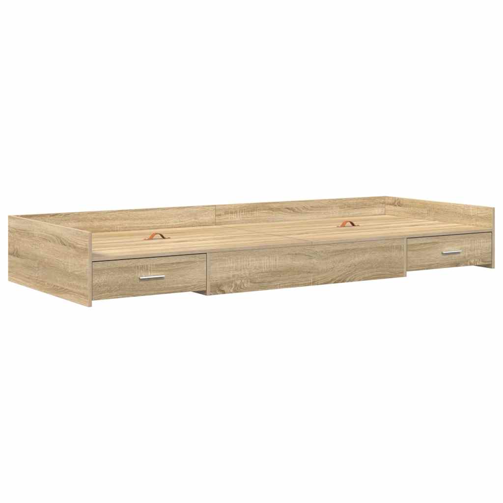 Storage Bed Frame with Drawer Sonoma Oak 100 x 200 cm Engineered wood - Bargainia.com - 8721158894038 - 3335223