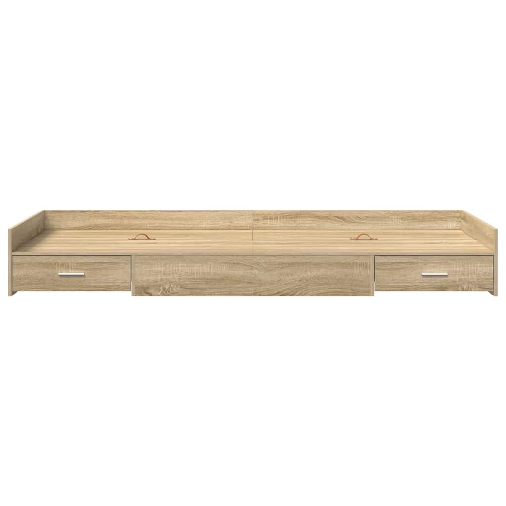 Storage Bed Frame with Drawer Sonoma Oak 100 x 200 cm Engineered wood - Bargainia.com - 8721158894038 - 3335223