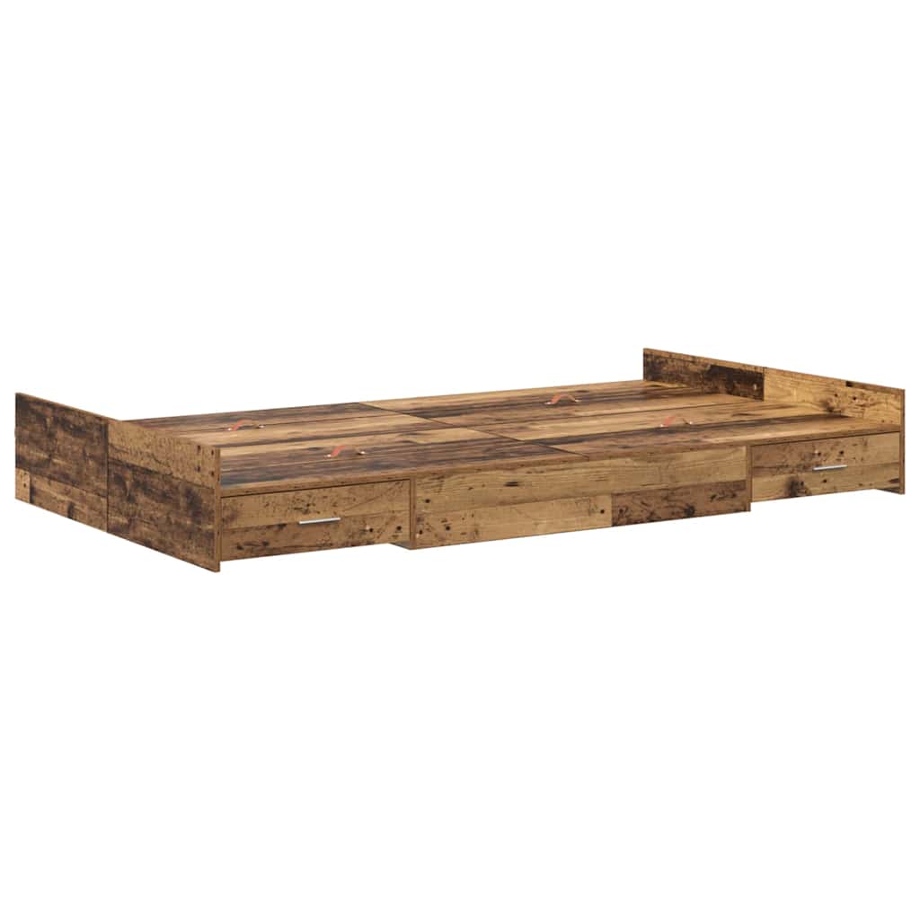 Storage Bed Frame with Drawer with Headboard with Storage Old wood 120 x 200 cm Wood - Bargainia.com - 8721158894878 - 3335307