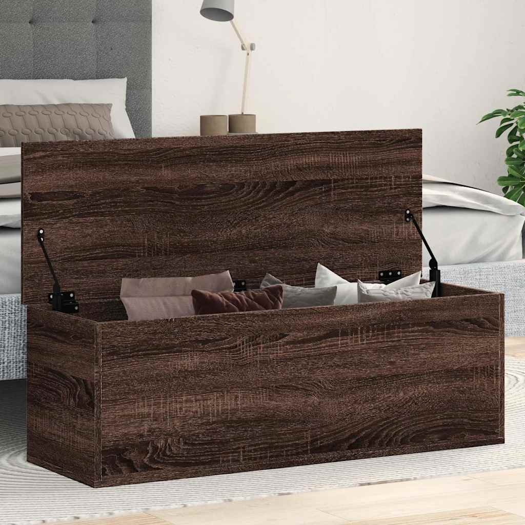 Storage Box Brown Oak 102x35x35 cm Engineered Wood - Bargainia.com - 