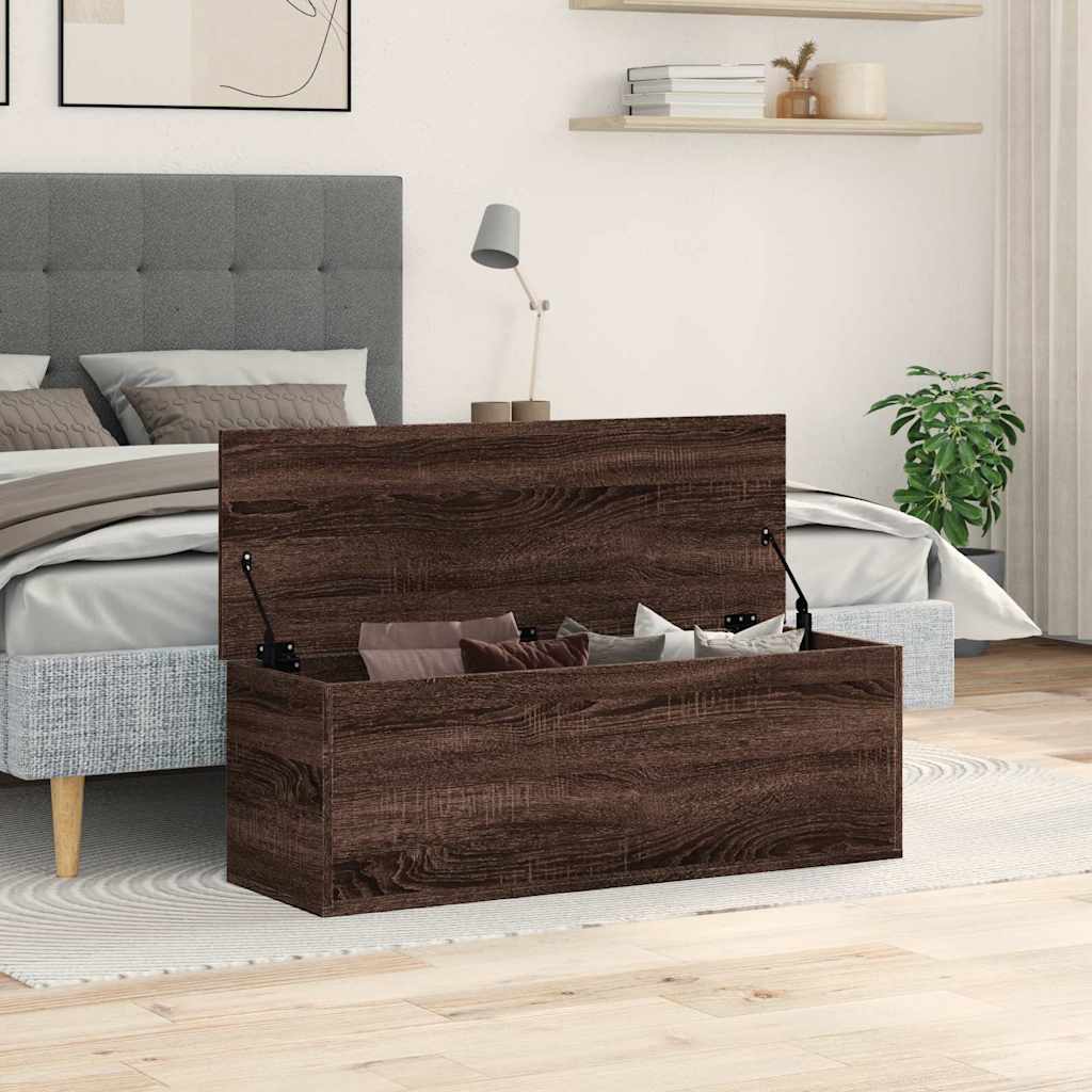 Storage Box Brown Oak 102x35x35 cm Engineered Wood - Bargainia.com - 