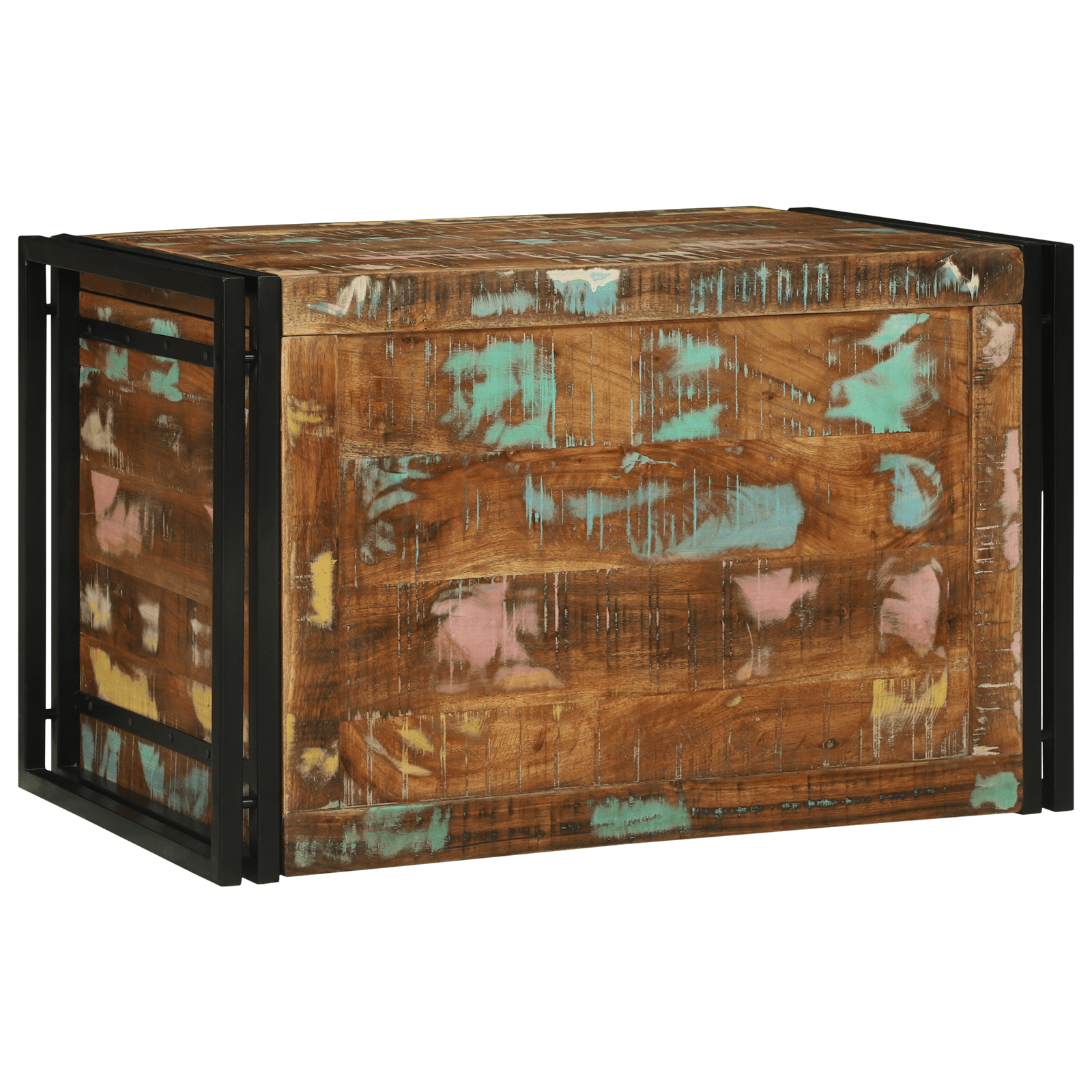 Storage Box Multicolour 80x50x50 cm Solid Wood Reclaimed - Bargainia.com - 