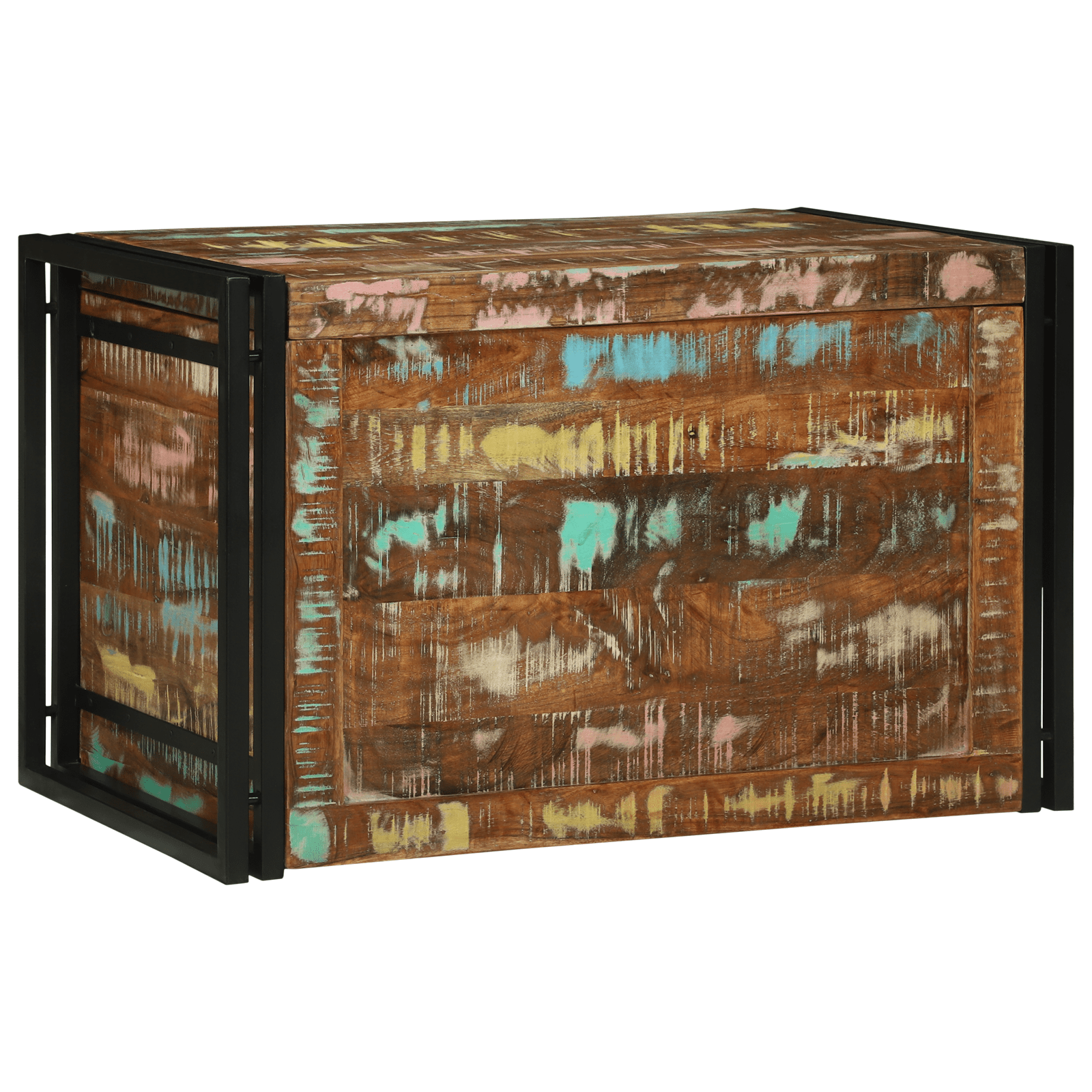 Storage Box Multicolour 80x50x50 cm Solid Wood Reclaimed - Bargainia.com - 
