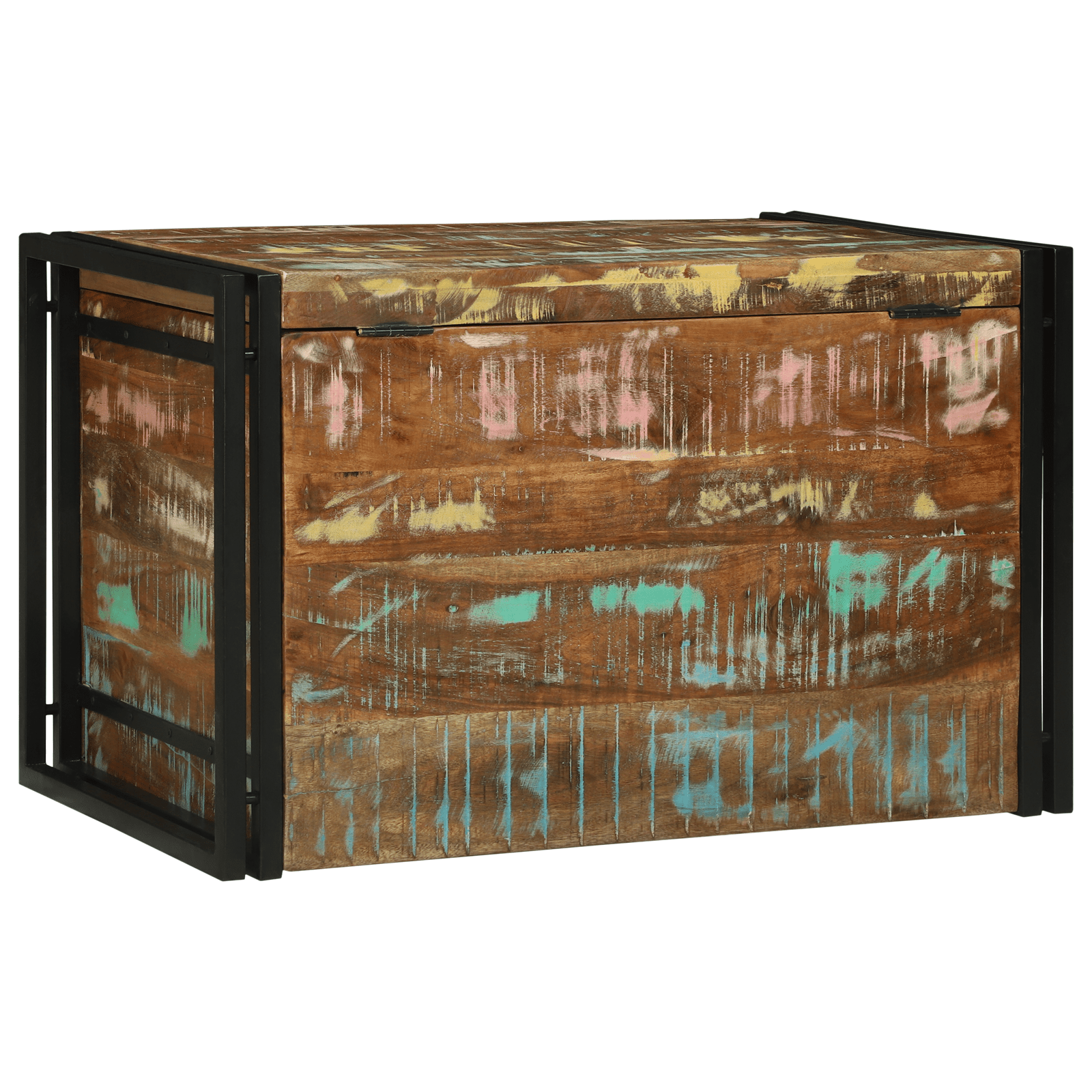 Storage Box Multicolour 80x50x50 cm Solid Wood Reclaimed - Bargainia.com - 