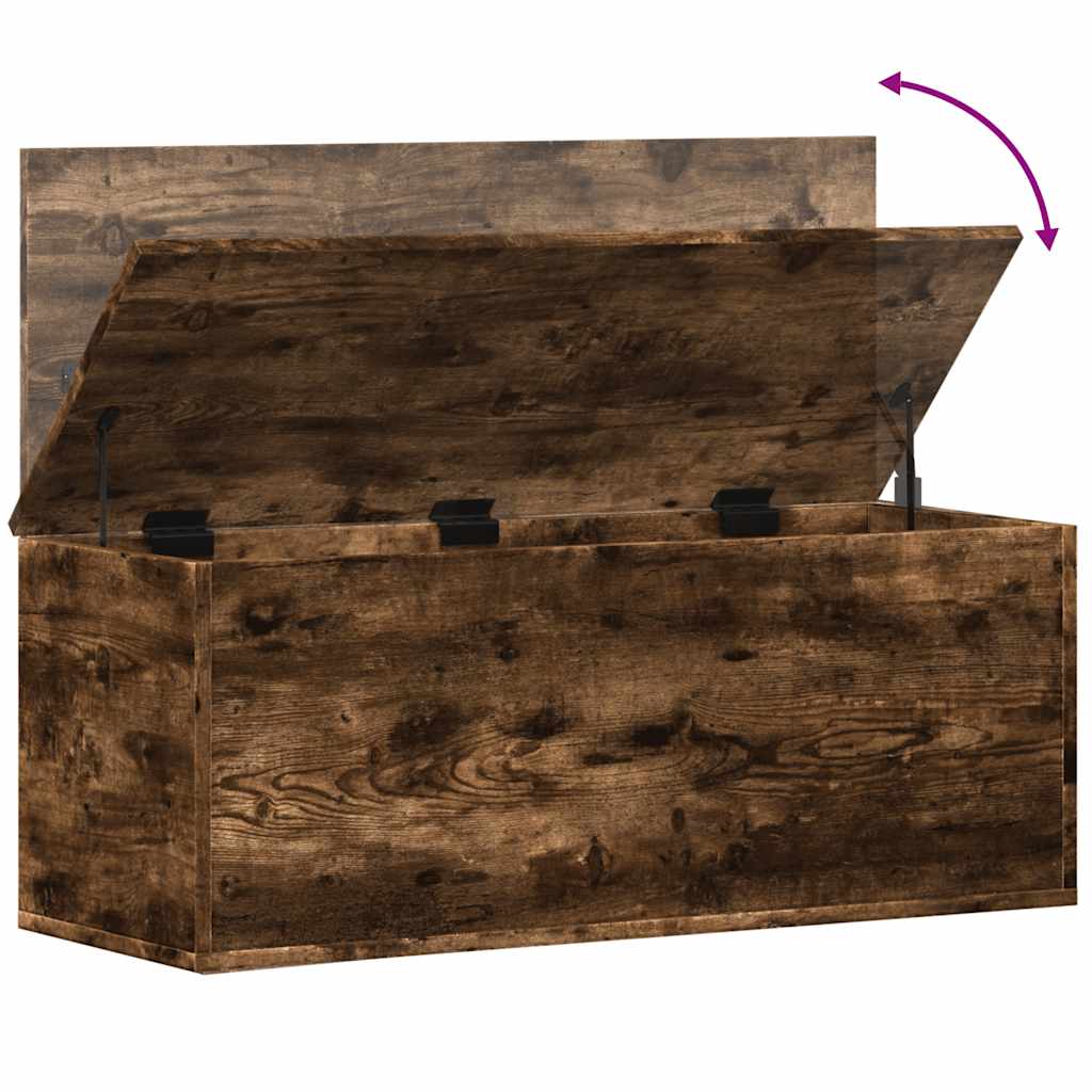Storage Box Smoked Oak 90x35x35 cm Engineered Wood - Bargainia.com - 