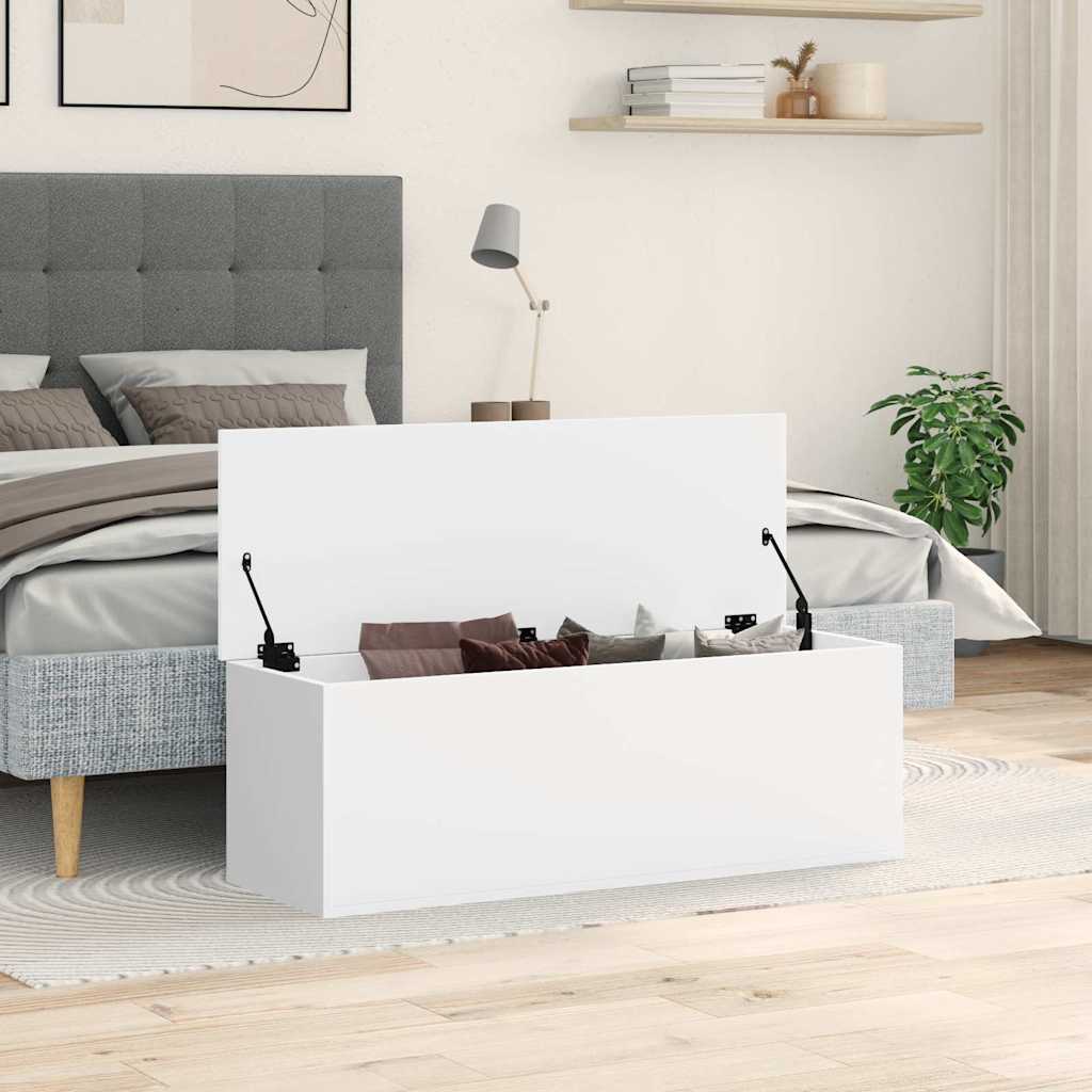 Storage Box White 102x35x35 cm Engineered Wood - Bargainia.com - 