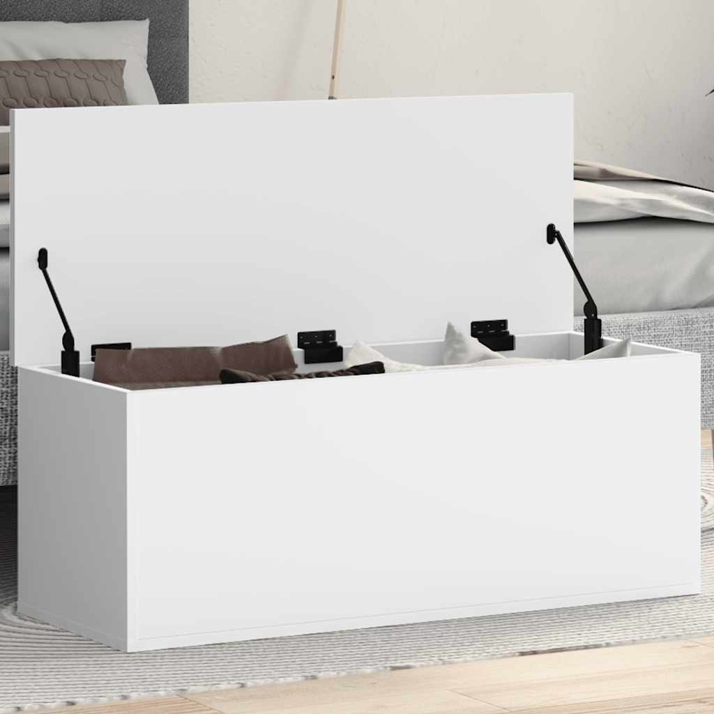 Storage Box White 90x35x35 cm Engineered Wood - Bargainia.com - 
