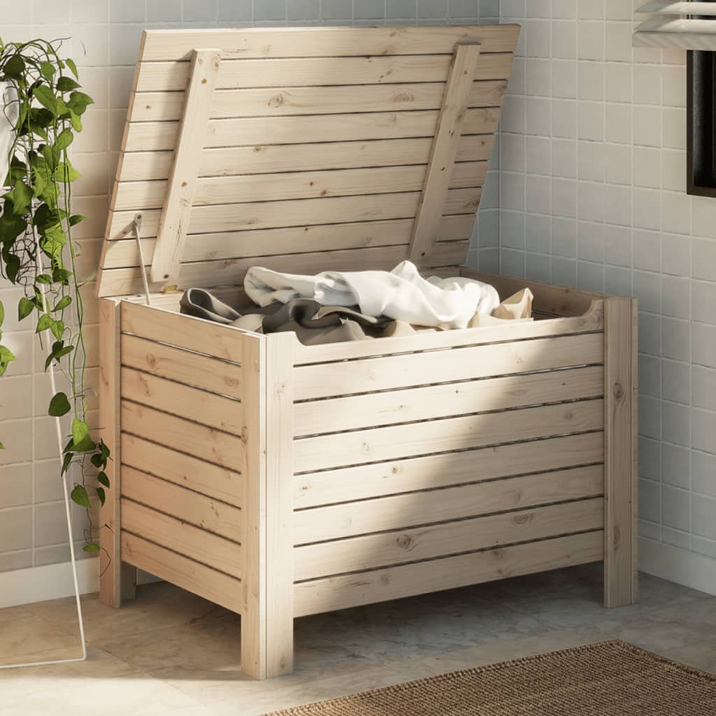 Storage Box with Lid RANA 80x49x54 cm Solid Wood Pine - Bargainia.com - 