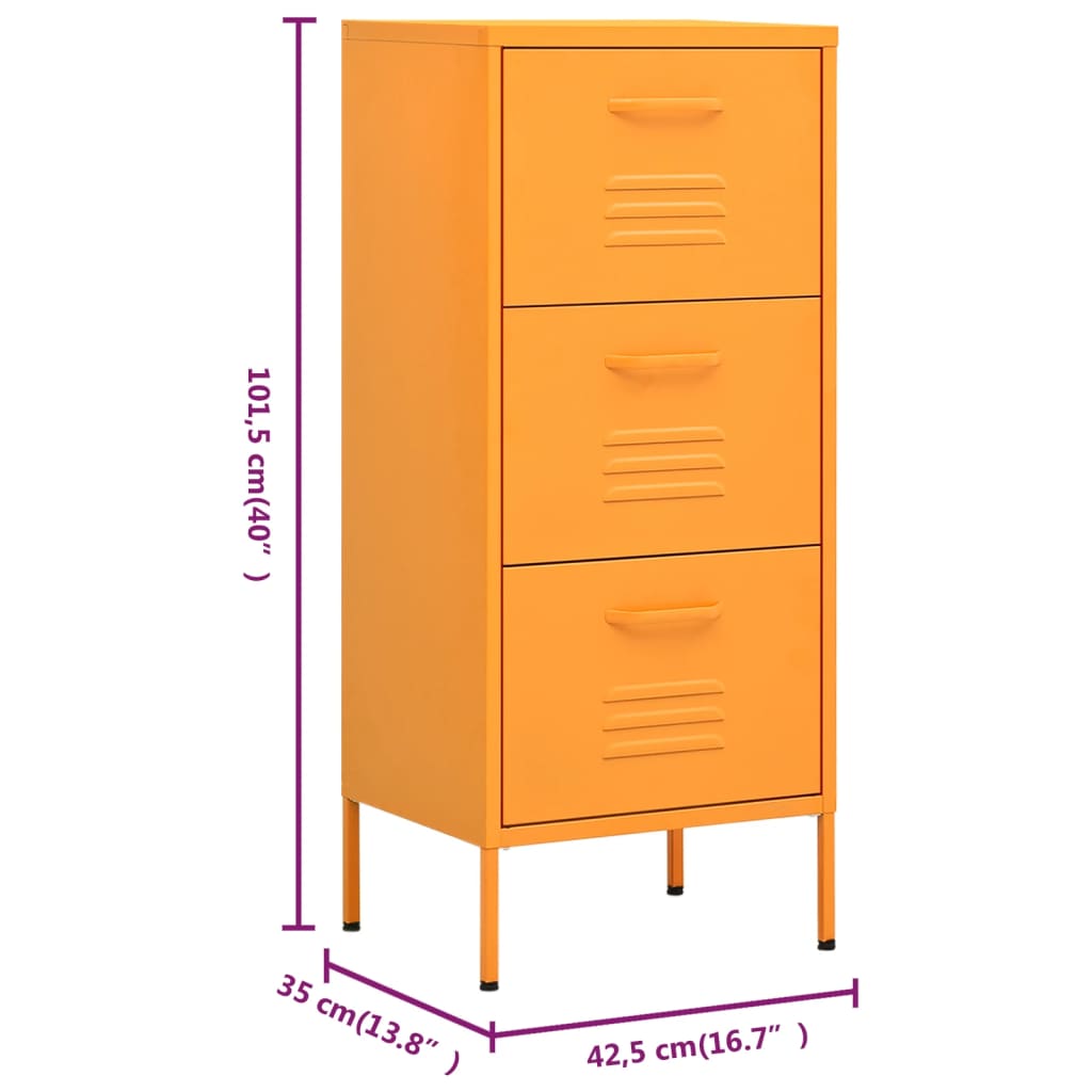 Storage Cabinet Mustard Yellow 42.5x35x101.5 cm Steel - Bargainia.com - 