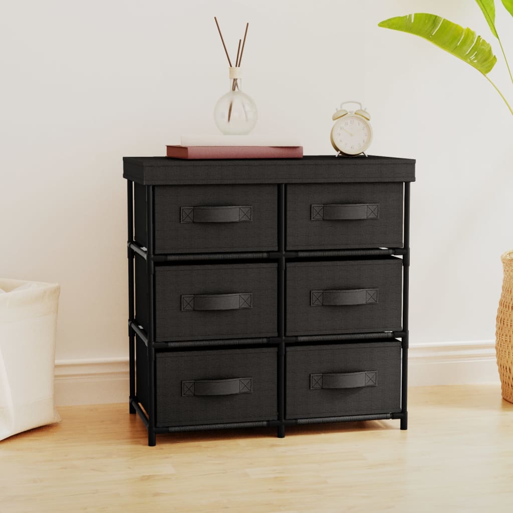 Storage Cabinet with 6 Drawers 55x29x55 cm Black Steel - Bargainia.com - 8720286640784 - 337257