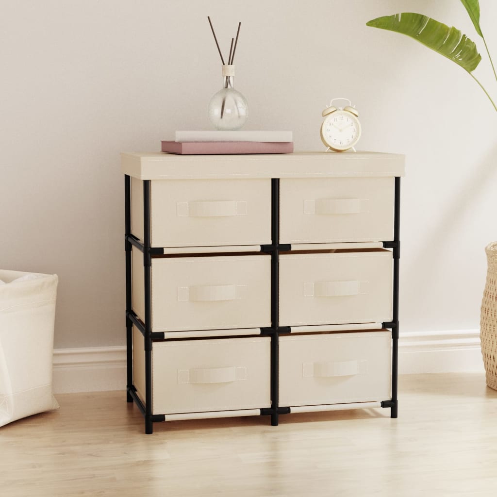 Storage Cabinet with 6 Drawers 55x29x55 cm Cream Steel - Bargainia.com - 8720286640791 - 337258