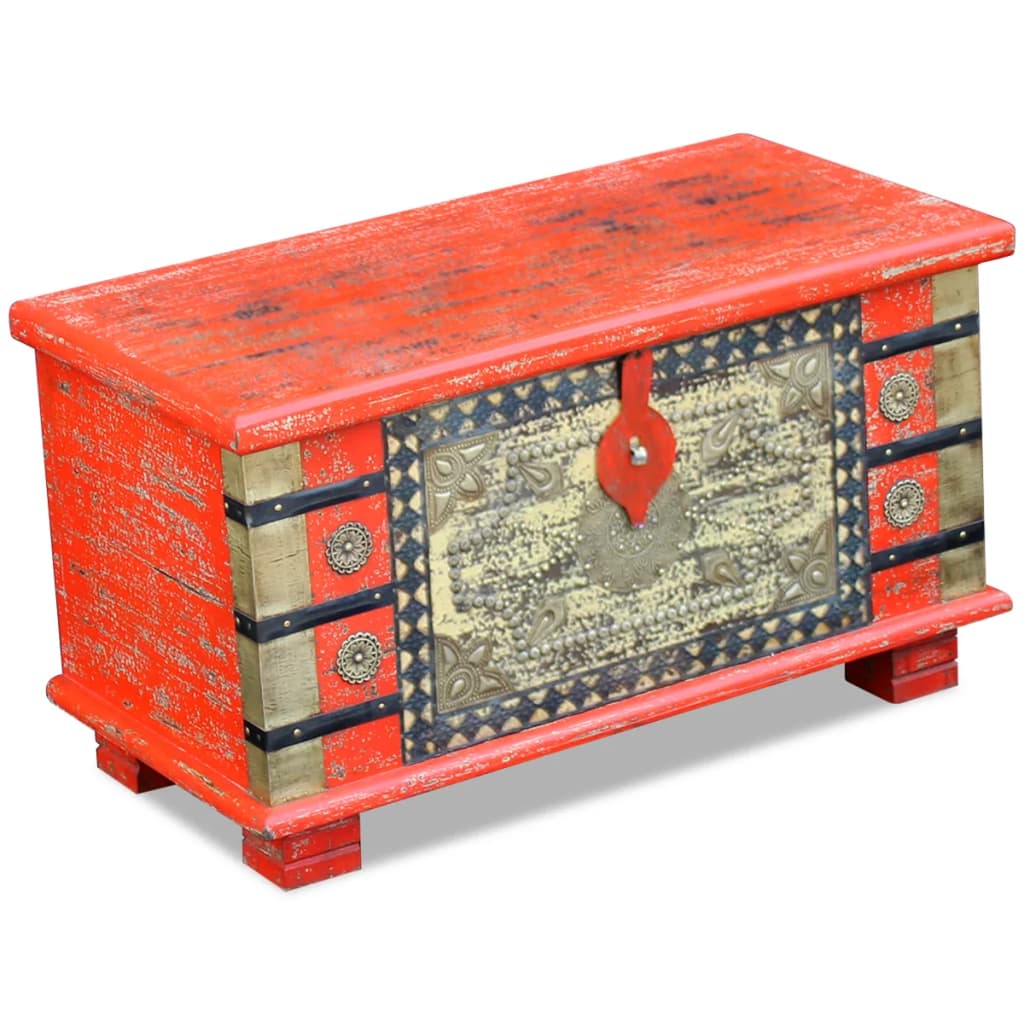Storage Chest Red Mango Wood 80x40x45 cm - Bargainia.com - 8718475995098 - 243331
