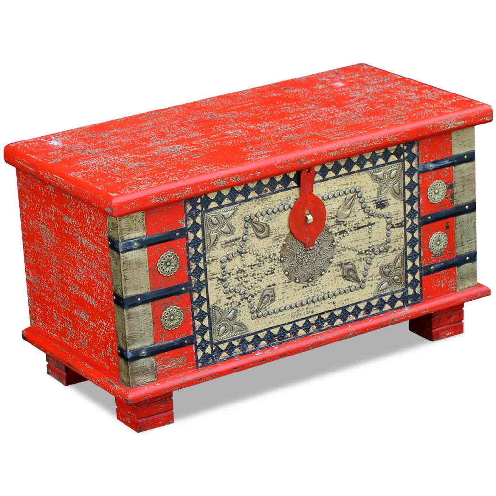 Storage Chest Red Mango Wood 80x40x45 cm - Bargainia.com - 8718475995098 - 243331