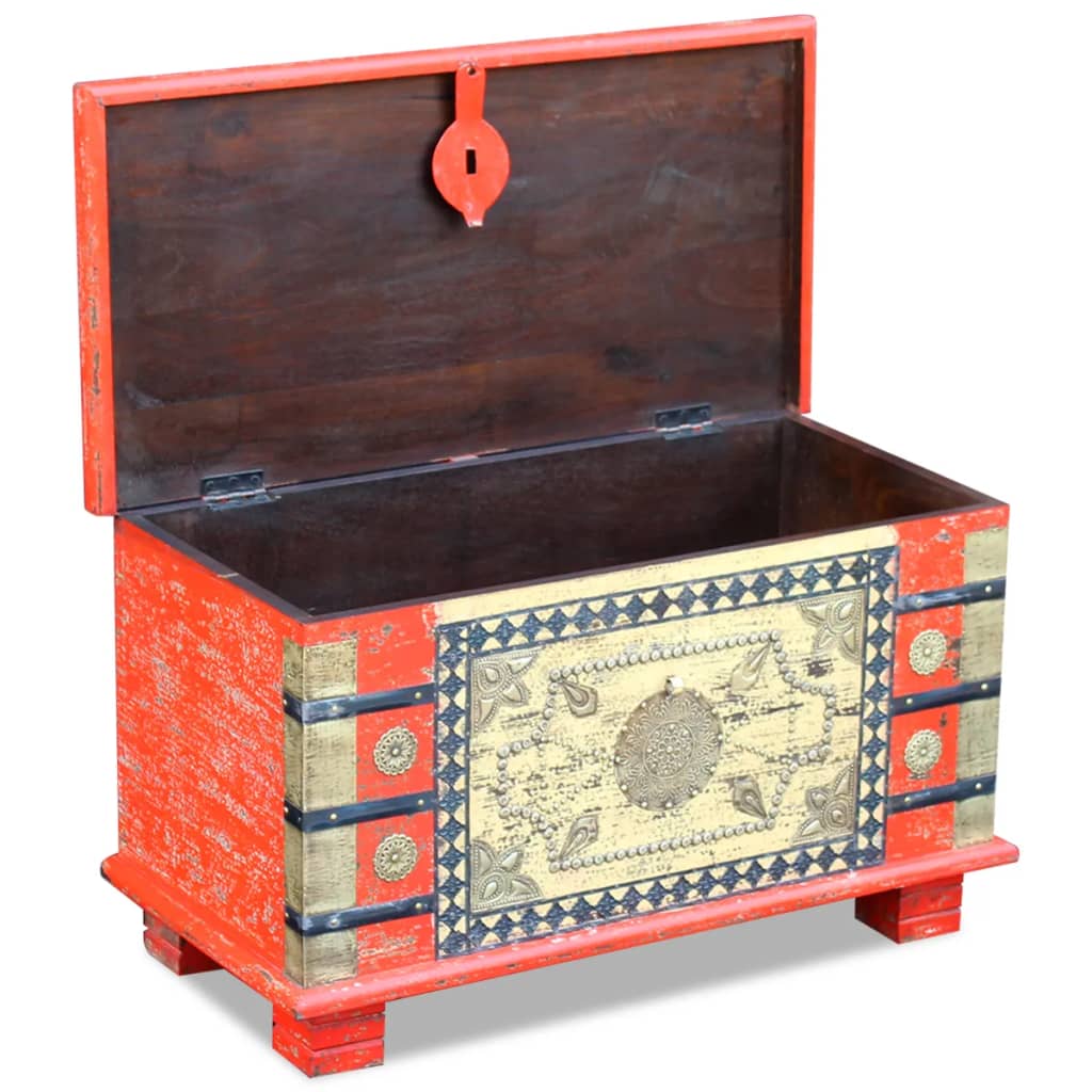 Storage Chest Red Mango Wood 80x40x45 cm - Bargainia.com - 8718475995098 - 243331
