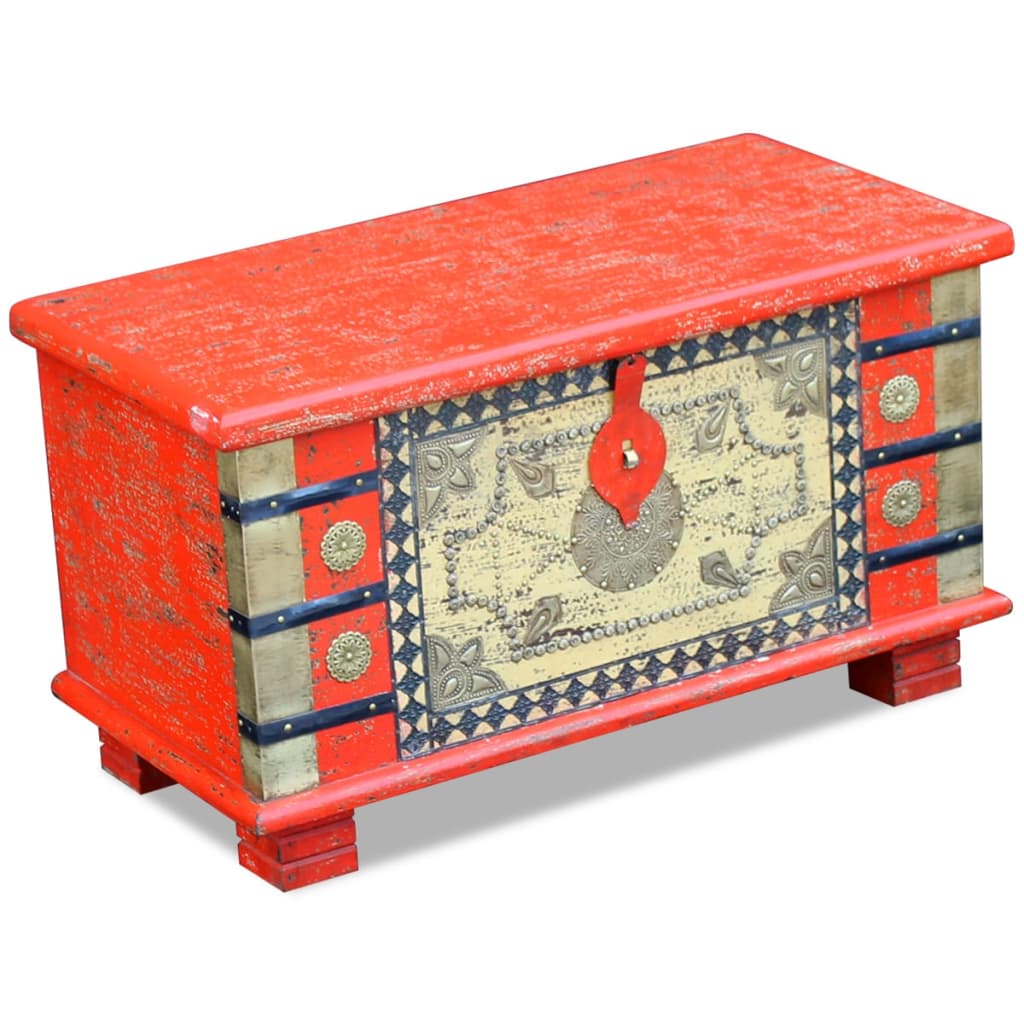 Storage Chest Red Mango Wood 80x40x45 cm - Bargainia.com - 8718475995098 - 243331