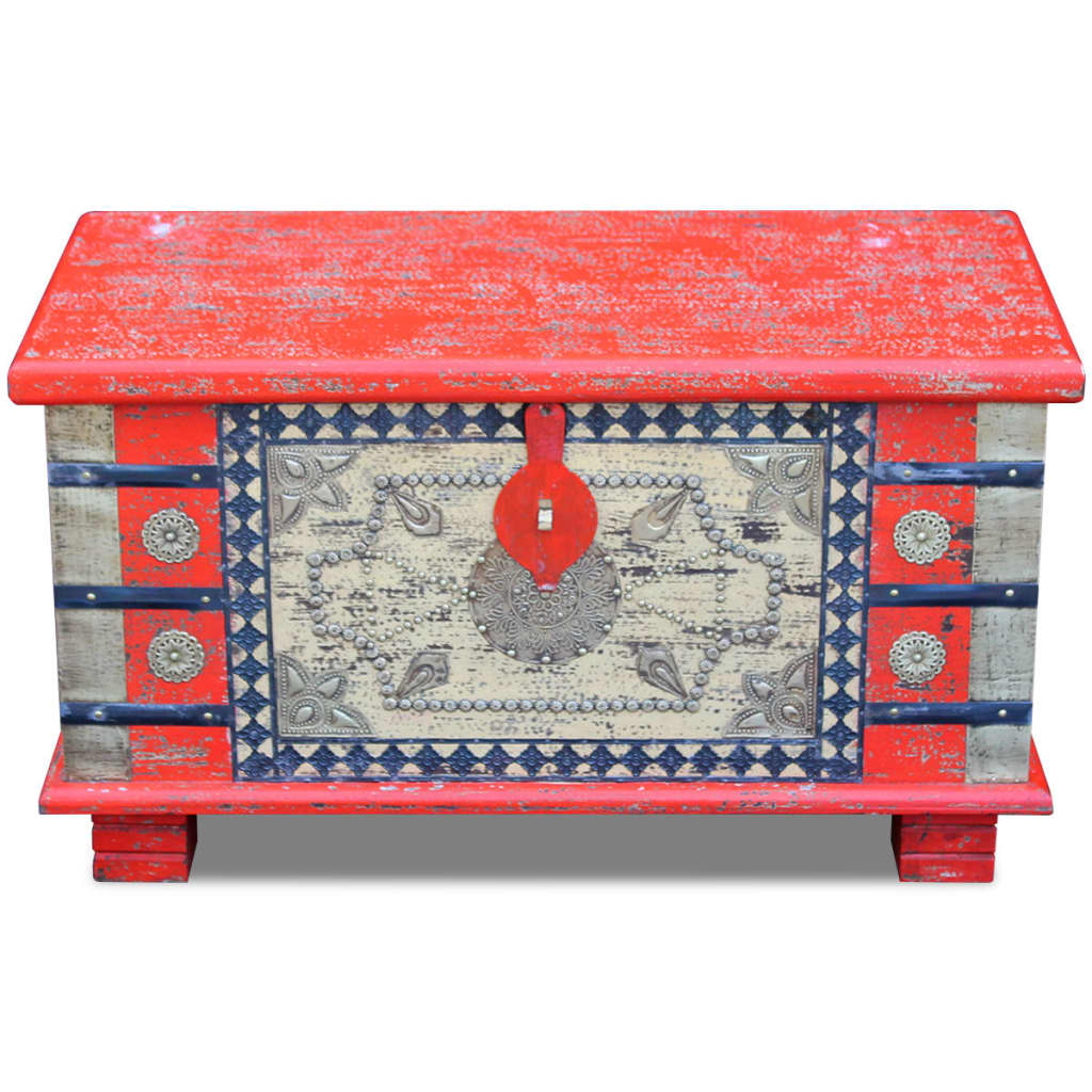 Storage Chest Red Mango Wood 80x40x45 cm - Bargainia.com - 8718475995098 - 243331