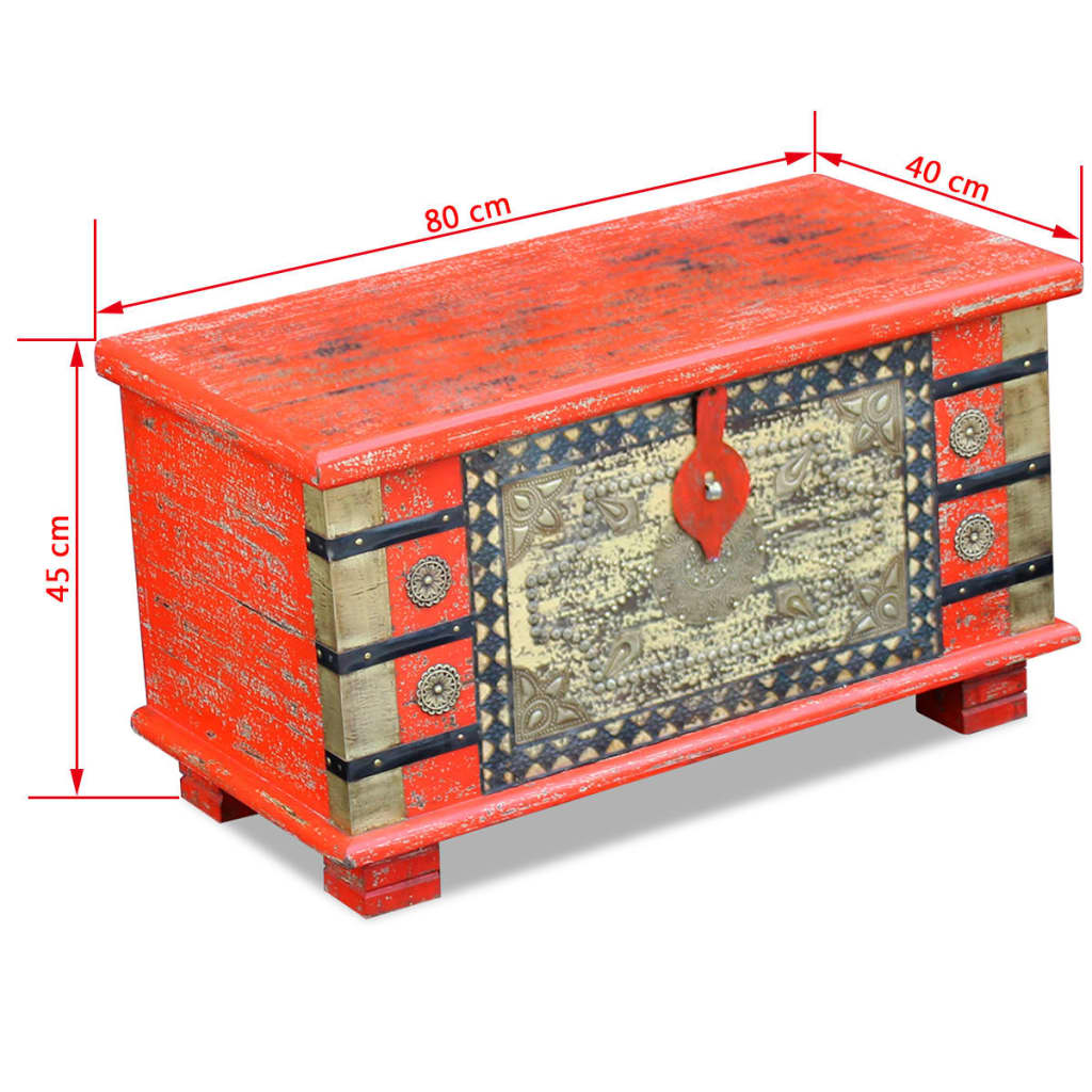 Storage Chest Red Mango Wood 80x40x45 cm - Bargainia.com - 8718475995098 - 243331