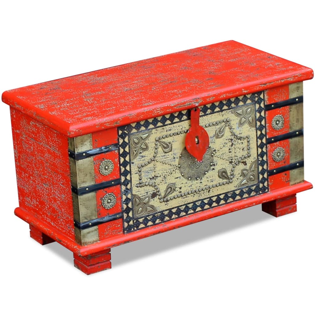 Storage Chest Red Mango Wood 80x40x45 cm - Bargainia.com - 8718475995098 - 243331