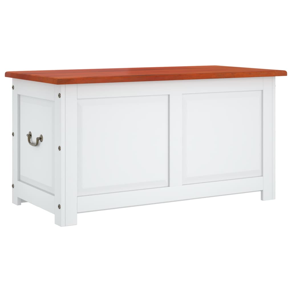 Storage Chest with Lid Brown and White Solid Wood Acacia - Bargainia.com - 
