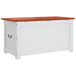 Storage Chest with Lid Brown and White Solid Wood Acacia - Bargainia.com - 