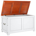 Storage Chest with Lid Brown and White Solid Wood Acacia - Bargainia.com - 