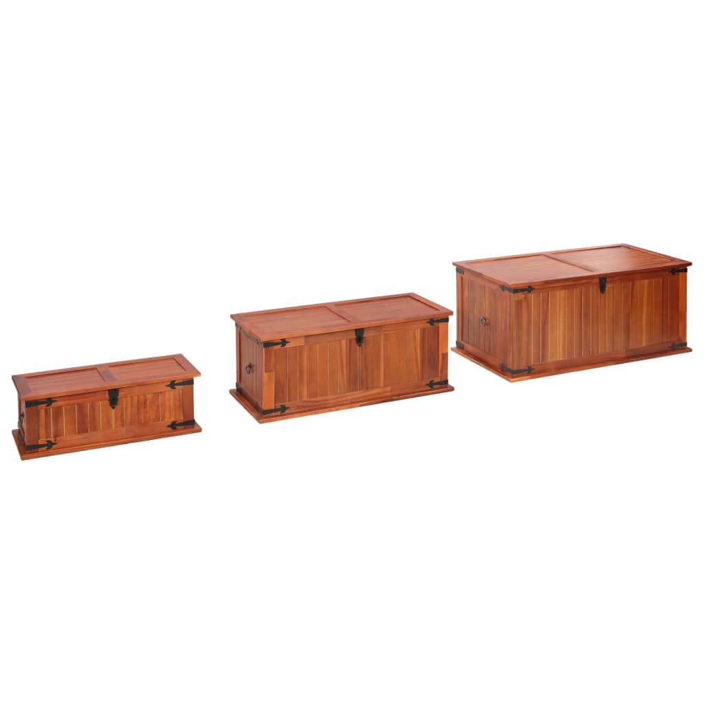 Storage Chests 3 pcs Solid Acacia Wood - Bargainia.com - 