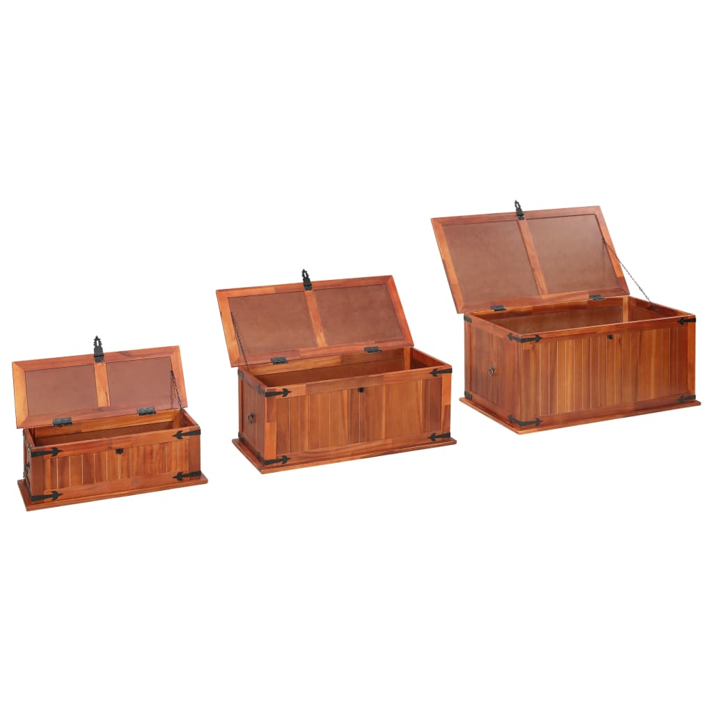 Storage Chests 3 pcs Solid Acacia Wood - Bargainia.com - 