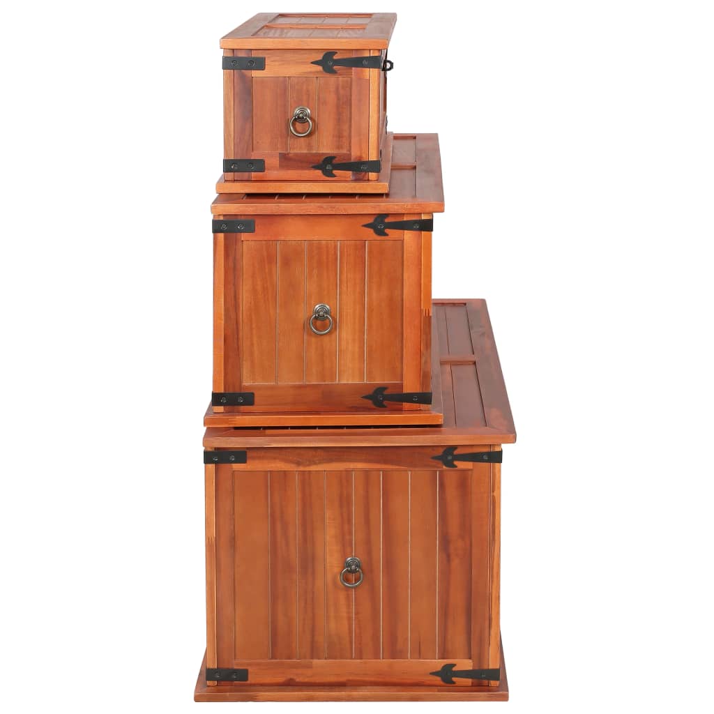 Storage Chests 3 pcs Solid Acacia Wood - Bargainia.com - 