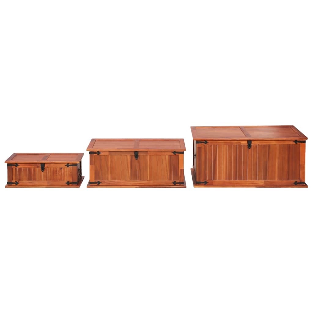 Storage Chests 3 pcs Solid Acacia Wood - Bargainia.com - 