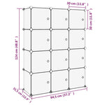 Storage Cube Organiser with 12 Cubes and Doors Black PP - Bargainia.com - 