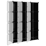 Storage Cube Organiser with 12 Cubes and Doors Black PP - Bargainia.com - 