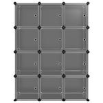 Storage Cube Organiser with 12 Cubes and Doors Black PP - Bargainia.com - 