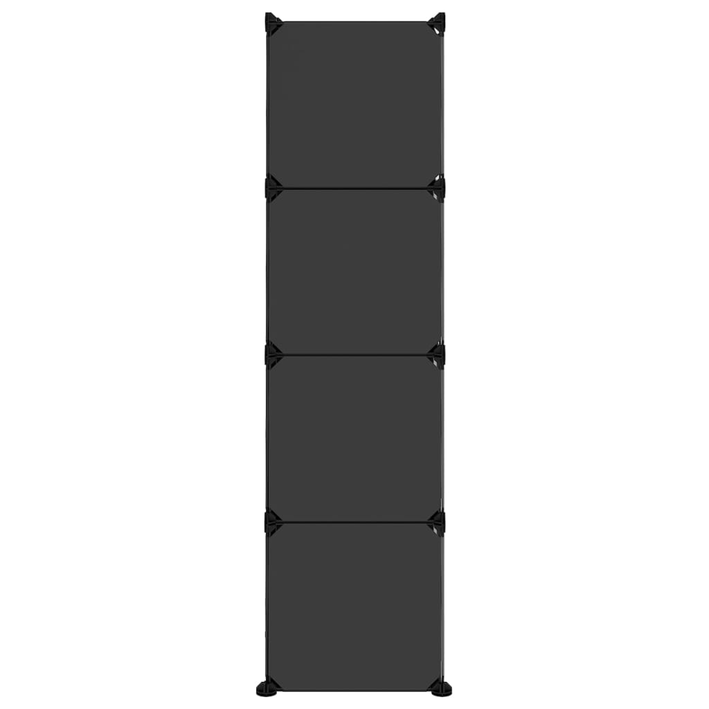Storage Cube Organiser with 12 Cubes and Doors Black PP - Bargainia.com - 