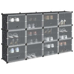 Storage Cube Organiser with 12 Cubes and Doors Black PP - Bargainia.com - 