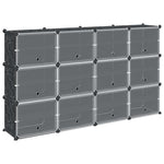 Storage Cube Organiser with 12 Cubes and Doors Black PP - Bargainia.com - 