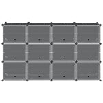 Storage Cube Organiser with 12 Cubes and Doors Black PP - Bargainia.com - 