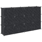 Storage Cube Organiser with 12 Cubes and Doors Black PP - Bargainia.com - 