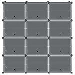 Storage Cube Organiser with 12 Cubes and Doors Black PP - Bargainia.com - 