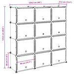 Storage Cube Organiser with 12 Cubes and Doors Black PP - Bargainia.com - 