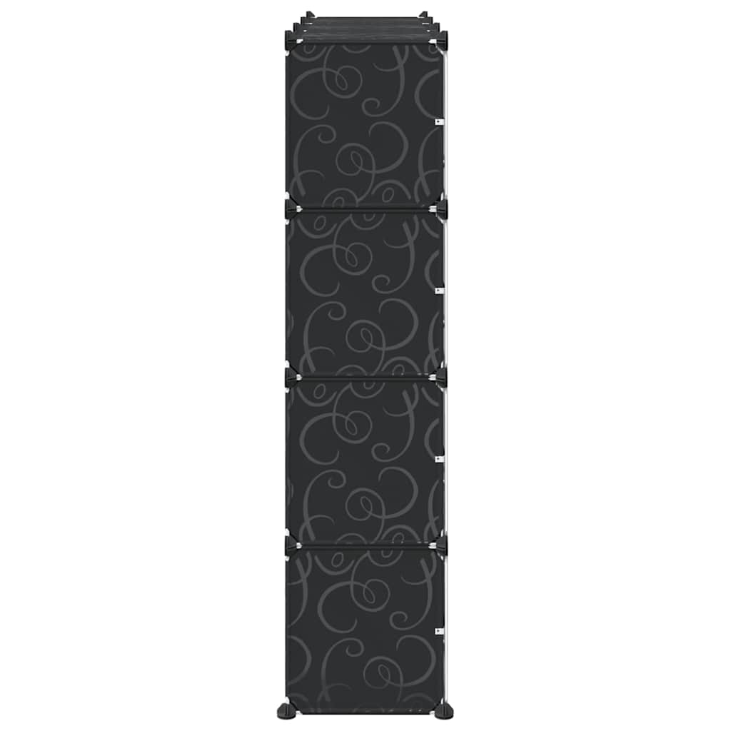 Storage Cube Organiser with 12 Cubes and Doors Black PP - Bargainia.com - 