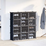 Storage Cube Organiser with 12 Cubes and Doors Black PP - Bargainia.com - 